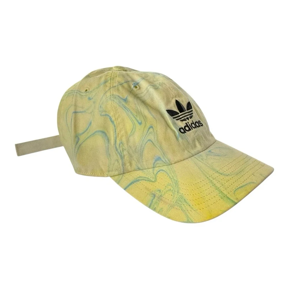 Adidas Originals Marbled Yellow Blue Trefoil Dad Hat Adjustable Cotton Cap